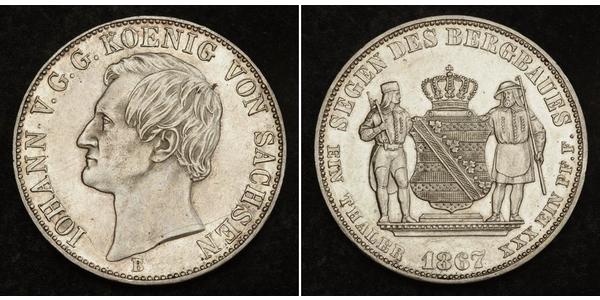 1 Thaler Regno di Sassonia (1806 - 1918) Argento Giovanni di Sassonia