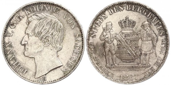 1 Thaler Regno di Sassonia (1806 - 1918) Argento Giovanni di Sassonia