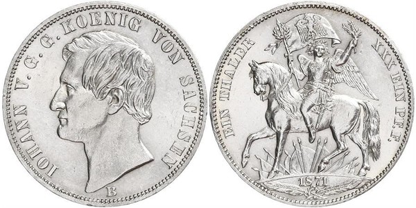 1 Thaler Regno di Sassonia (1806 - 1918) Argento Giovanni di Sassonia