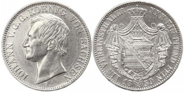 1 Thaler Regno di Sassonia (1806 - 1918) Argento Giovanni di Sassonia
