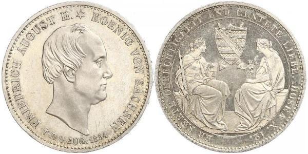 1 Thaler Regno di Sassonia (1806 - 1918) Argento Federico Augusto II di Sassonia