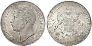 1 Thaler Regno di Württemberg (1806-1918) Argento Guglielmo I di Württemberg