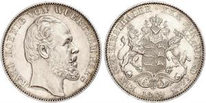 1 Thaler Regno di Württemberg (1806-1918) Argento Carlo di Württemberg