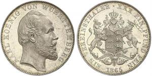 1 Thaler Regno di Württemberg (1806-1918) Argento Carlo di Württemberg