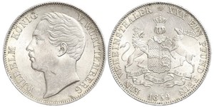 1 Thaler Regno di Württemberg (1806-1918) Argento Guglielmo I di Württemberg