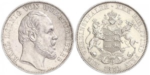 1 Thaler Regno di Württemberg (1806-1918) Argento Carlo di Württemberg