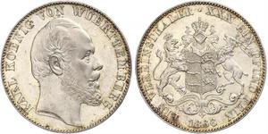 1 Thaler Regno di Württemberg (1806-1918) Argento Carlo di Württemberg