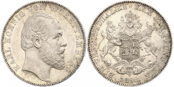 1 Thaler Regno di Württemberg (1806-1918) Argento Carlo di Württemberg