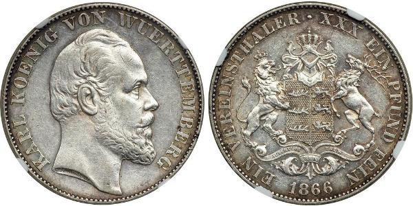 1 Thaler Regno di Württemberg (1806-1918) Argento Carlo di Württemberg