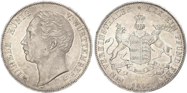 1 Thaler Regno di Württemberg (1806-1918) Argento Guglielmo I di Württemberg