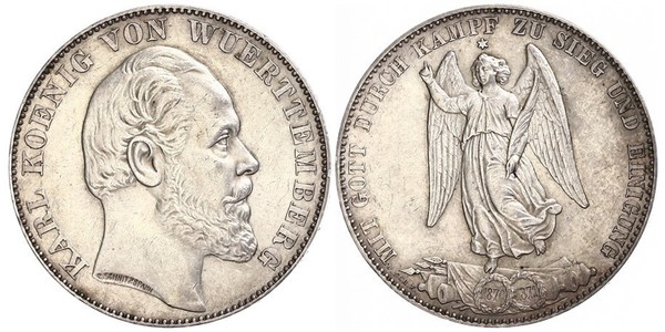 1 Thaler Regno di Württemberg (1806-1918) Argento Carlo di Württemberg