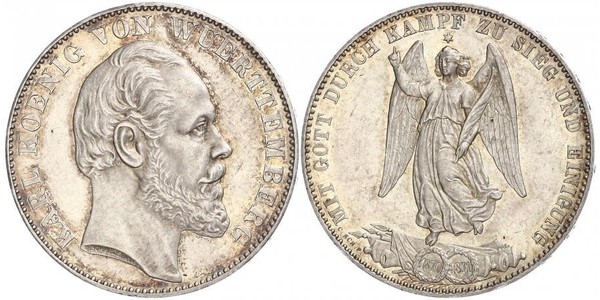 1 Thaler Regno di Württemberg (1806-1918) Argento Carlo di Württemberg