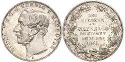 1 Thaler Regno di Hannover (1814 - 1866) Argento Giorgio V di Hannover (1819 - 1878)