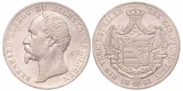 1 Thaler Sassonia-Meiningen (1680 - 1918) Argento Bernardo II di Sassonia-Meiningen