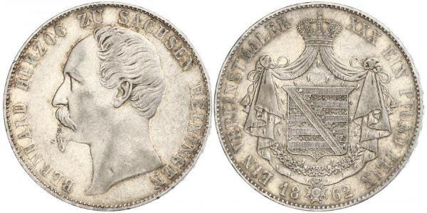 1 Thaler Sassonia-Meiningen (1680 - 1918) Argento Bernardo II di Sassonia-Meiningen