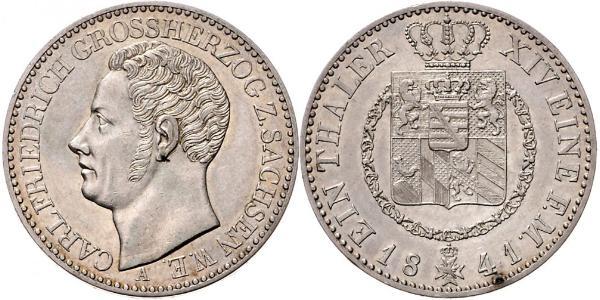 1 Thaler Sassonia-Weimar-Eisenach (1809 - 1918) Argento Carlo Federico di Sassonia-Weimar-Eisenach