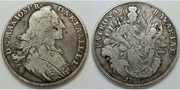 1 Thaler Alemania Plata Maximiliano III José, Elector de Baviera(1727 – 1777)