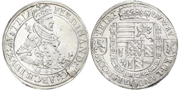 1 Thaler Alsacia Plata Fernando II de Austria (1529 – 1595)