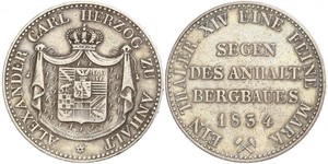 1 Thaler Anhalt-Bernburg (1603 - 1863) Plata Alexius Frederick Christian, Duke of Anhalt-Bernburg (1767 – 1834)