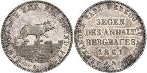 1 Thaler Anhalt-Bernburg (1603 - 1863) Plata Alexander Karl, Duke of Anhalt-Bernburg (1805 – 1863)