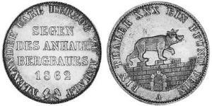 1 Thaler Anhalt-Bernburg (1603 - 1863) Plata Alexander Karl, Duke of Anhalt-Bernburg (1805 – 1863)