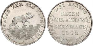 1 Thaler Anhalt-Bernburg (1603 - 1863) Plata Alexander Karl, Duke of Anhalt-Bernburg (1805 – 1863)