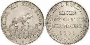 1 Thaler Anhalt-Bernburg (1603 - 1863) Plata Alexander Karl, Duke of Anhalt-Bernburg (1805 – 1863)