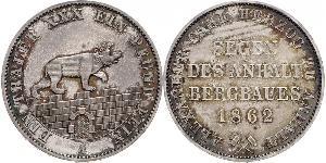 1 Thaler Anhalt-Bernburg (1603 - 1863) Plata Alexander Karl, Duke of Anhalt-Bernburg (1805 – 1863)