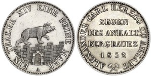 1 Thaler Anhalt-Bernburg (1603 - 1863) Plata Alexander Karl, Duke of Anhalt-Bernburg (1805 – 1863)