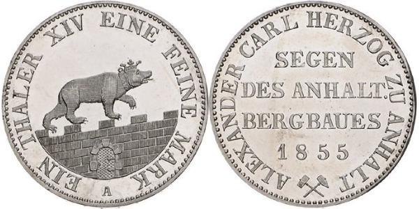 1 Thaler Anhalt-Bernburg (1603 - 1863) Plata Alexander Karl, Duke of Anhalt-Bernburg (1805 – 1863)