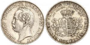 1 Thaler Anhalt-Dessau (1603 -1863) / Anhalt (1806 - 1918) Plata Leopoldo IV de Anhalt (1794 – 1871)