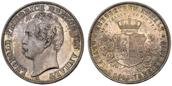 1 Thaler Anhalt-Dessau (1603 -1863) / Anhalt (1806 - 1918) Plata Leopoldo IV de Anhalt (1794 – 1871)