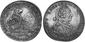 1 Thaler Anhalt-Köthen (1603 -1853) Plata Augustus Louis, Prince of Anhalt-Köthen (1697 – 1755)