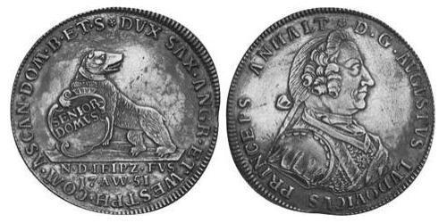 1 Thaler Anhalt-Köthen (1603 -1853) Plata Augustus Louis, Prince of Anhalt-Köthen (1697 – 1755)