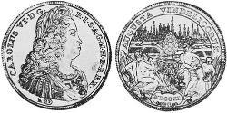 1 Thaler Augsburgo (1276 - 1803) Plata Carlos VI, Emperador del Sacro Imperio Romano (1685-1740)