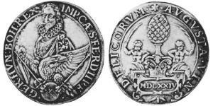 1 Thaler Augsburgo (1276 - 1803) Plata Fernando II de Habsburgo(1578 -1637)