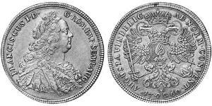 1 Thaler Augsburgo (1276 - 1803) Plata Francisco I del Sacro Imperio Romano Germánico(1708-1765)