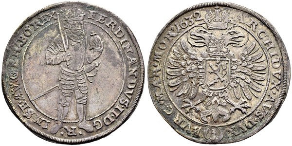1 Thaler Bohemia Plata Fernando II de Habsburgo(1578 -1637)