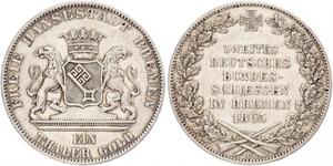 1 Thaler Bremen (estado) / States of Germany Plata 
