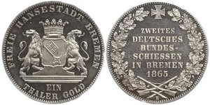 1 Thaler Bremen (estado) / States of Germany Plata 