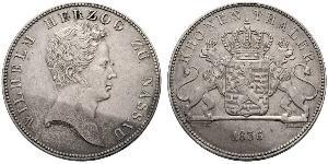 1 Thaler Ducado de Nassau (1806 - 1866) Plata Guillermo I de Nassau