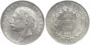 1 Thaler Ducado de Nassau (1806 - 1866) Plata Adolfo de Luxemburgo