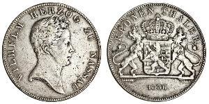 1 Thaler Ducado de Nassau (1806 - 1866) Plata Guillermo I de Nassau