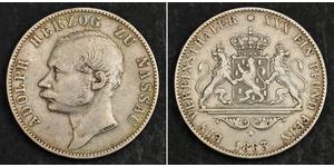 1 Thaler Ducado de Nassau (1806 - 1866) Plata Adolfo de Luxemburgo