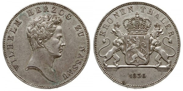 1 Thaler Ducado de Nassau (1806 - 1866) Plata Guillermo I de Nassau