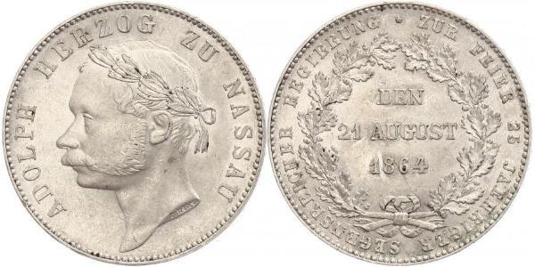 1 Thaler Ducado de Nassau (1806 - 1866) Plata Adolfo de Luxemburgo