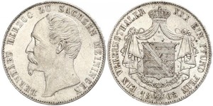 1 Thaler Ducado de Sajonia-Meiningen (1680 - 1918) Plata Bernardo II de Sajonia-Meiningen