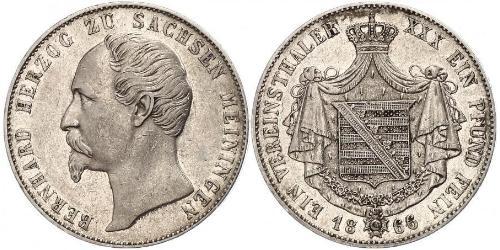 1 Thaler Ducado de Sajonia-Meiningen (1680 - 1918) Plata Bernardo II de Sajonia-Meiningen