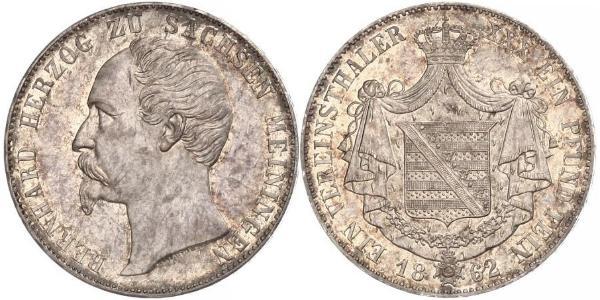 1 Thaler Ducado de Sajonia-Meiningen (1680 - 1918) Plata Bernardo II de Sajonia-Meiningen