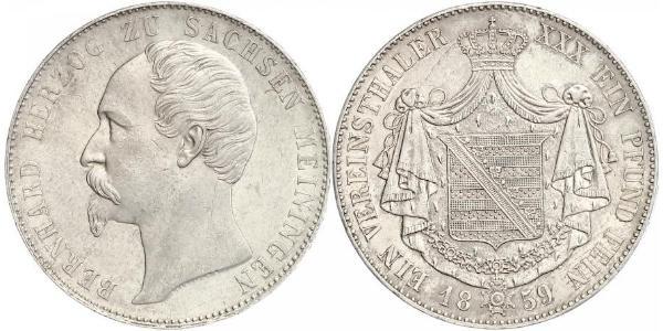 1 Thaler Ducado de Sajonia-Meiningen (1680 - 1918) Plata Bernardo II de Sajonia-Meiningen